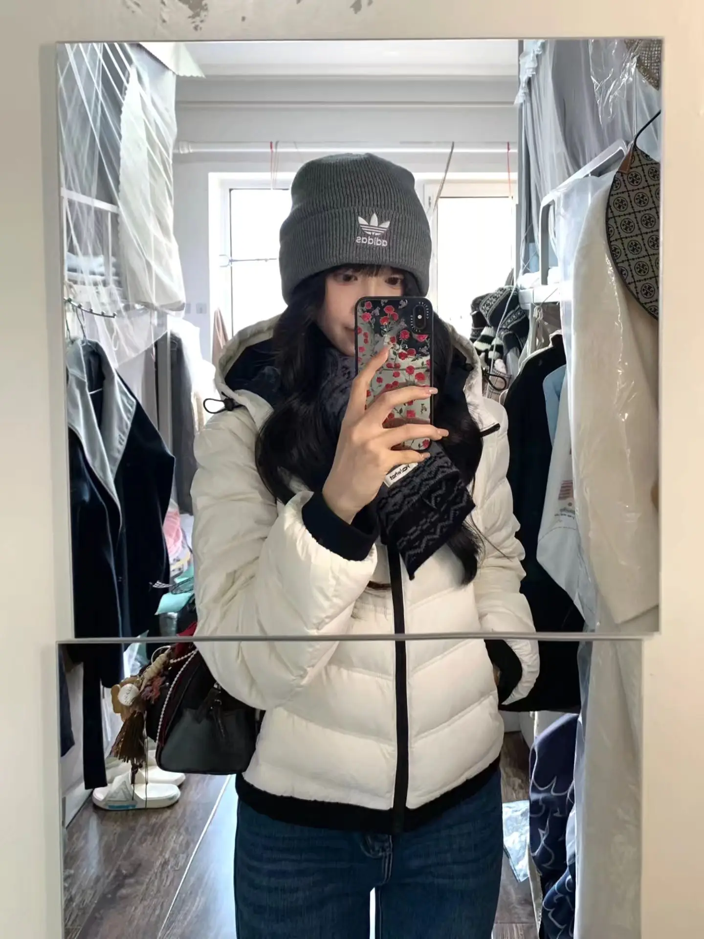 

Retro American White Hooded down Cotton Jaet Women's Winter Thi Warm Trendy Bread Sle Coat Korean Loose Fit Long Sve