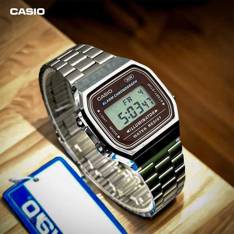 ساعة كاسيو أصلية للرجال كوارتز جديدة مربعة الشكل ومنبه طاقة كرونوغراف وساعة رقمية مقاومة للماء