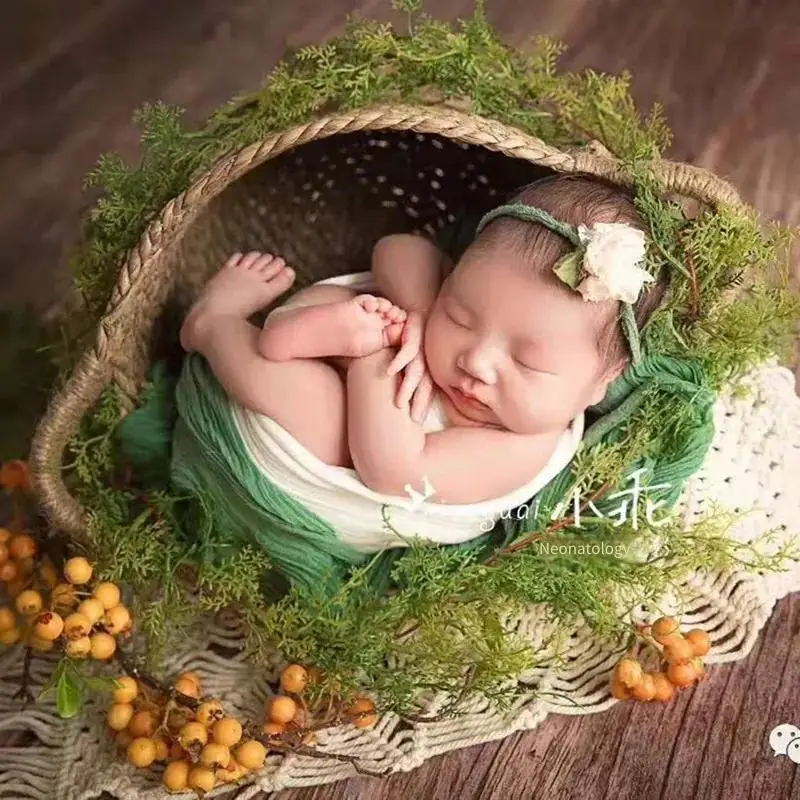 

Плетеная корзина из ротанга, реквизит для фотосъемки новорожденных, гнездо для позирования новорожденных, корзина для пеленания с ручками, контейнер для рамы