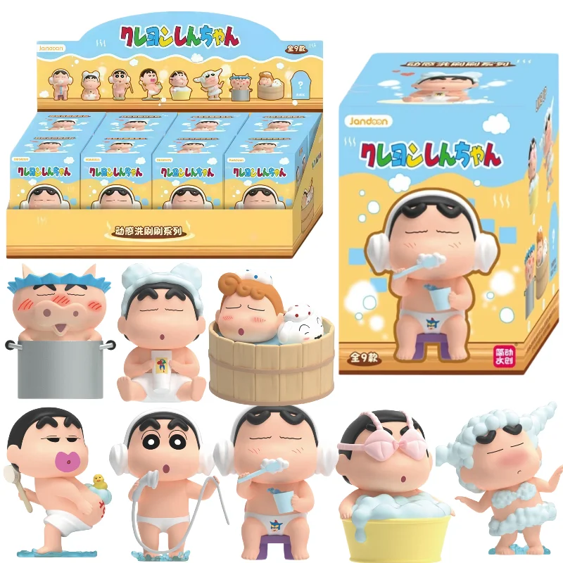 Original JANDOON Crayon Shin Chan Badezeit Blind Box Anime-Figur PVC-Puppe Sammlermodell Desktop-Ornament Mystery Box Geschenke