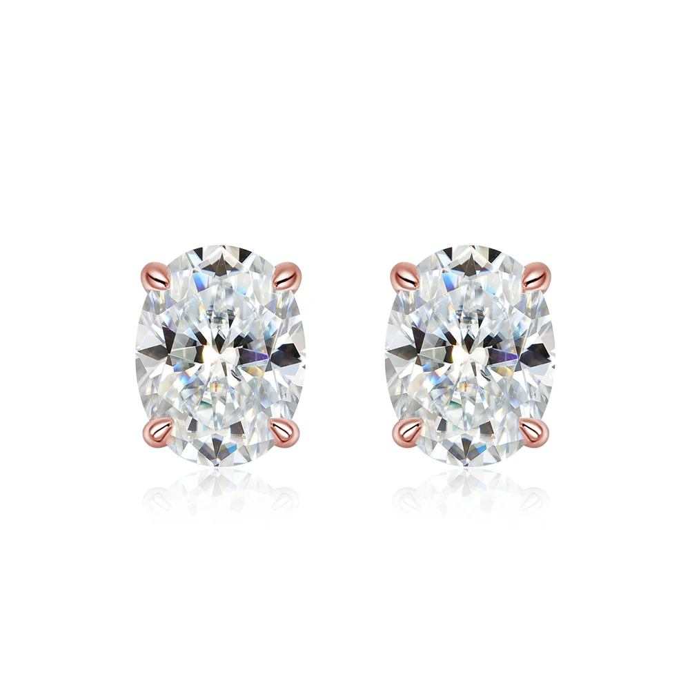 OEVAS 1ct-4ct ovale Moissanit-Hochzeitsohrringe für Damen, S925 versilbert, 18 Karat Gold, können den Diamanttest bestehen, Party-Ohrringe, Geschenk – Detail 8