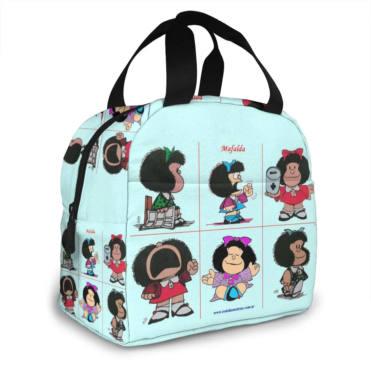 Mafalda Lunch Bag Kid Women isolamento portatile impermeabile Picnic Coole Bag colazione scuola riutilizzabile borsa per alimenti Bento Box