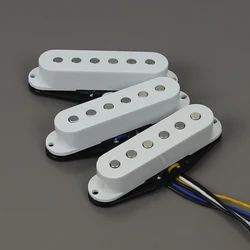 FLEOR 3PCS/Set White Alnico 5 Single Coil Guitar Pickup Neck+Middle+Bridge Pickups 50/50/52mm Flat Top for ST Guitar