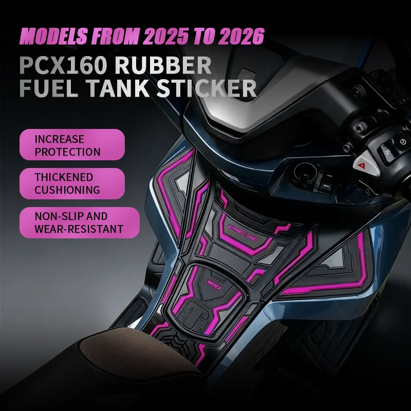 3D Raised Rubber Anti‑Scratch Fuel Tank Pad Sticker Decorative Protector Cover for Honda PCX160 2021‑2026 Motorcycle