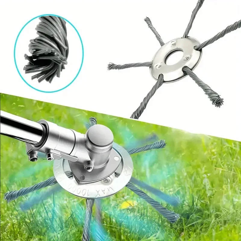 

9" Wire Wheel Lawn Trimmer Universal Weed Brush for Straight Shaft Brushcutters with 3 Adapters Efficient Moss Rust Removal