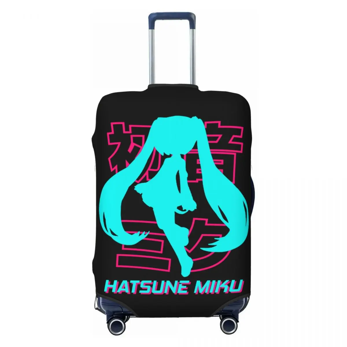 カスタム初音ミク-vocaloid-ロックアニメ荷物カバープロテクター面白い旅行スーツケース保護カバー-18-32-インチ用