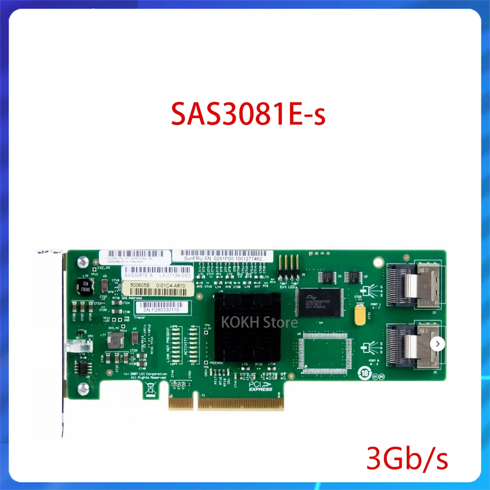 Adaptador de tarjeta de matriz SAS, controlador Raid, Original para LSI SATA/SAS SAS3081E-S/SAS3081E-R PCI-E 3 Gb/s