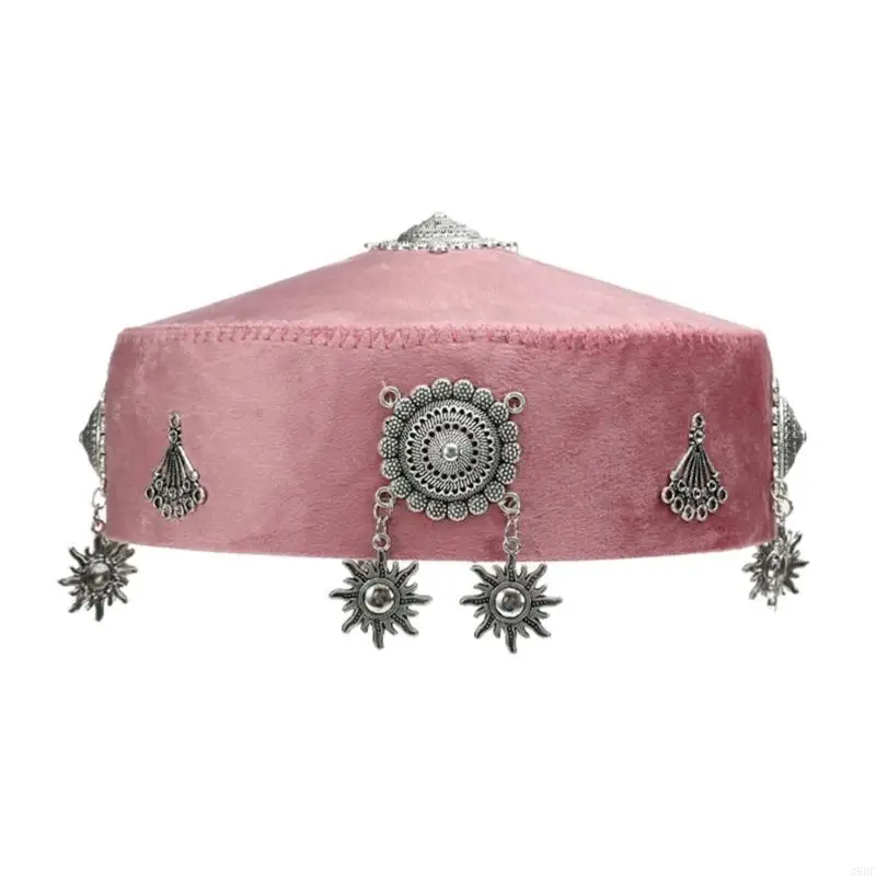 39BC قبعات مزينة بالفن الشعبي أغطية رأس على الطراز العتيق 8 ألوان غنية 54 سم 56 سم خفيفة الوزن #4