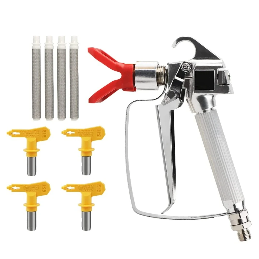 

Airless Paint Spray Machine High Pressure 3600 PSI Metal Spray Gun With 4 Nozzle 211,515,517,621 And 4 Filter