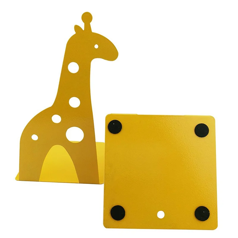 Cute Cartoon Giraffe Shape Non Skid Bookends Bookends For Shelves For Kids Gift Decoration Art Gift (Yellow)