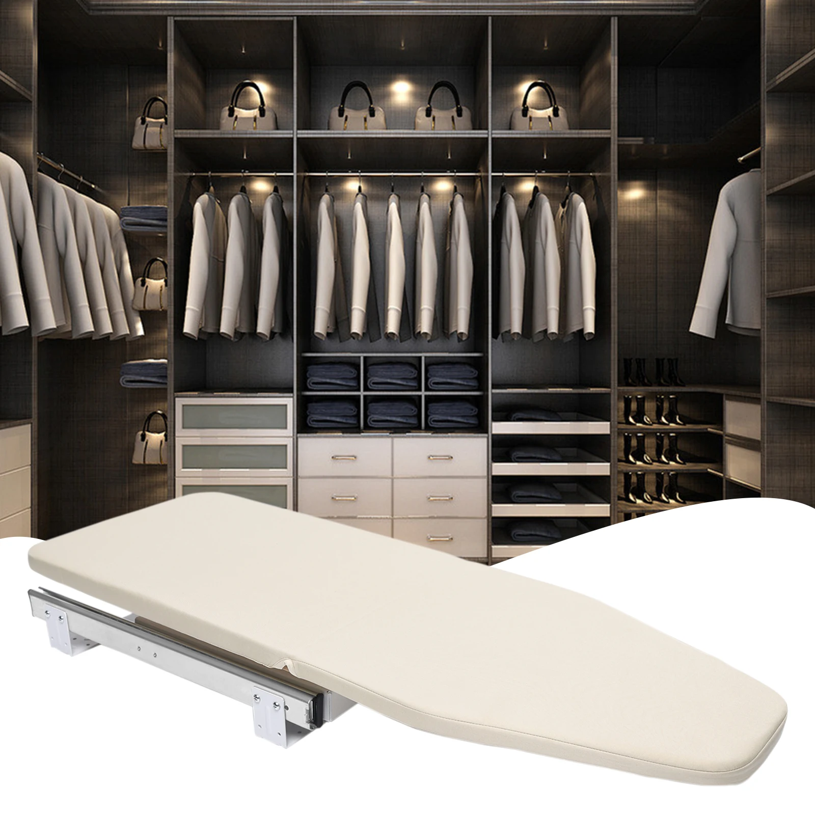 

32.28*12.2in Foldable Ironing Board Wardrobe Mount 180° Rotatable Ironing Board Desktop Retractable Ironing Board