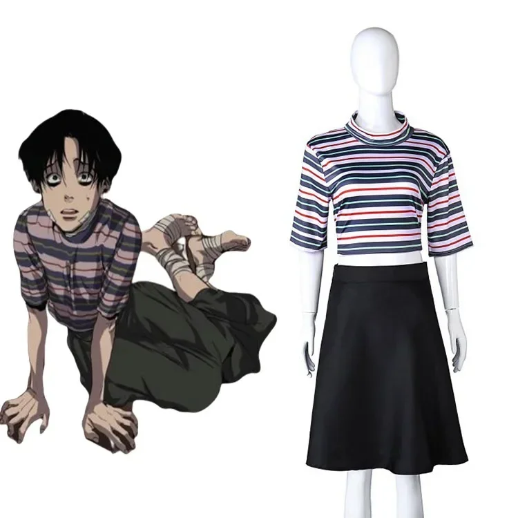 

Anime Cosplay Costumes Summer Killing Stalking Yoonbum Yoon Bum TShirt+Skirt Wig Suit Women Girls Halloween Costume