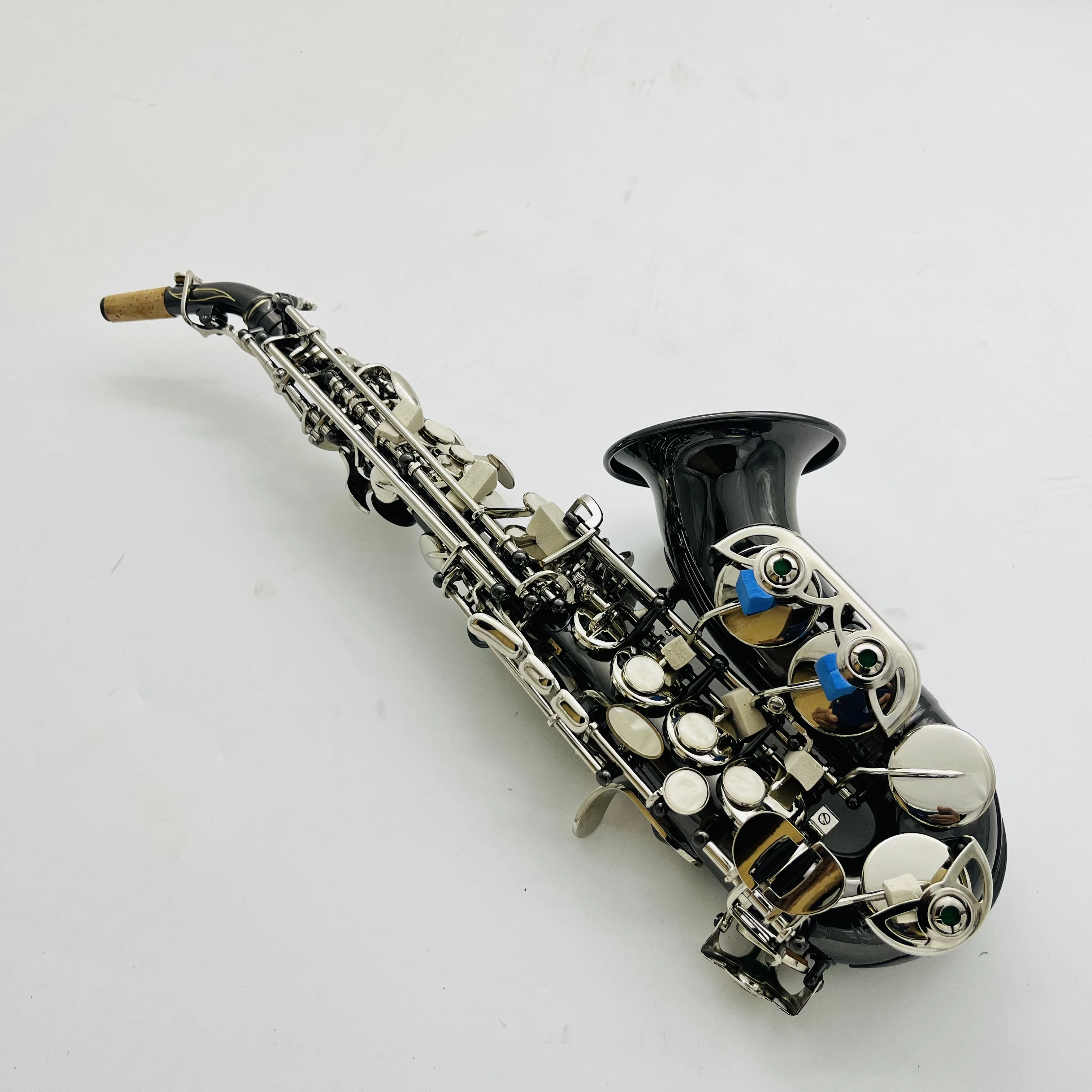 

High Quality Soprano Saxophone B Flat Black Body Brass Woodwind instrument With Mouthpiece Case Free Shipping