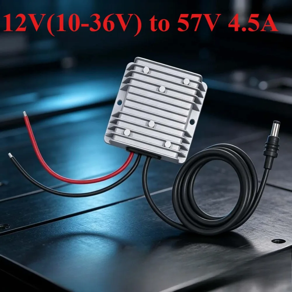 DC Converter Step-Up Adapter 12V/24V to 57V 10-36V 4.5A for Starlink Gen 3 Boost Module Suitable DC Male Plug Cable Waterproof