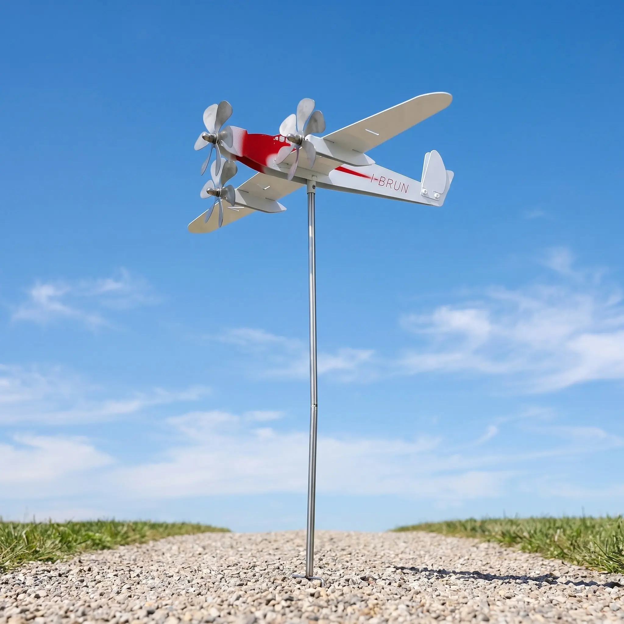 Airplane Weather Vane Outdoor Metal Wind Direction Indicator 3D Helicopter Garden Patio Yard Decor White