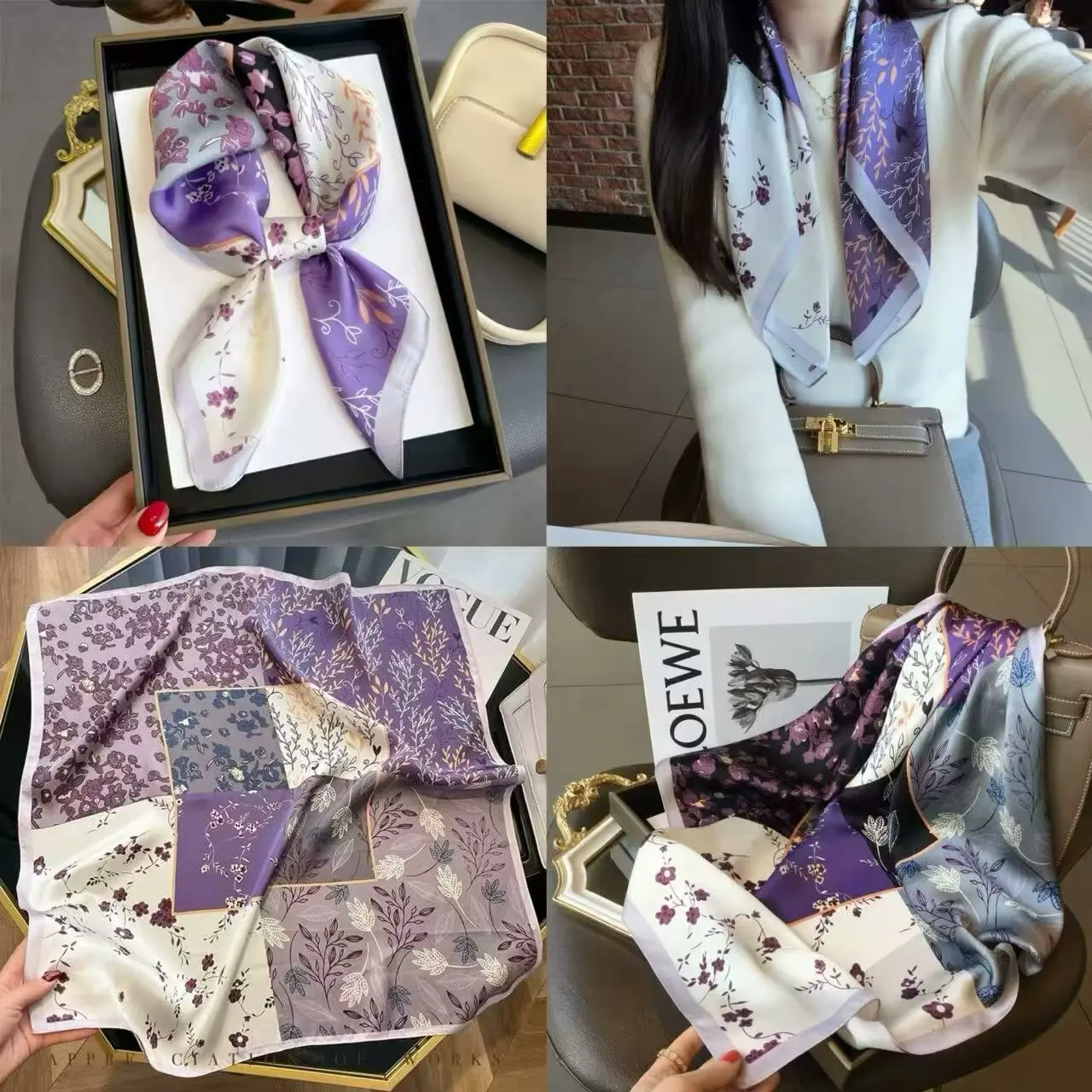 Luxury Design Women Silk Scarf Hair Scarves Square Print Headscarf 70cm Summer Shawl Designer Hijab Wrap Headband Bandana Lady
