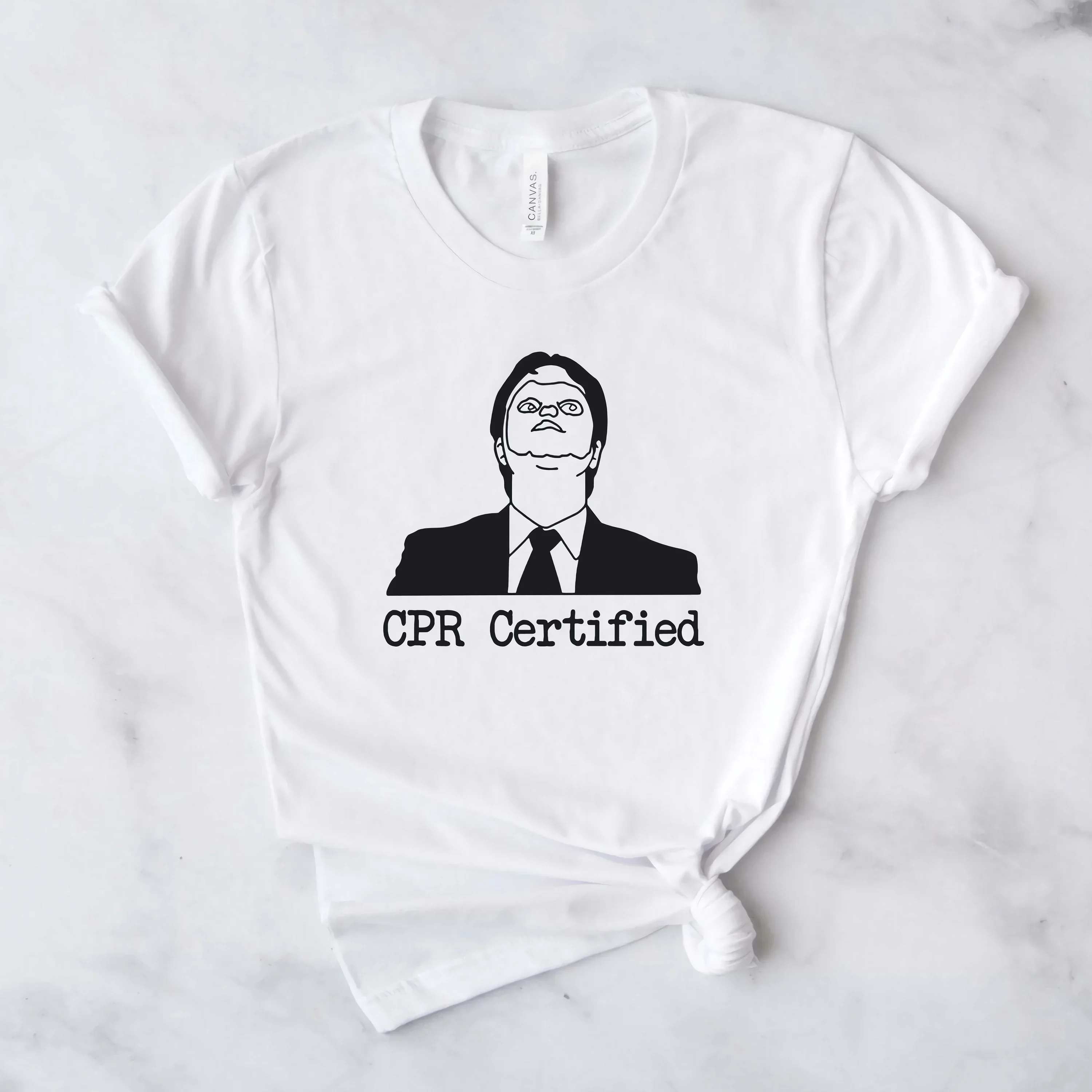 Short Sleeve Print Clothing Women's T-Shirt The Office CPR Certified T-shirt Funny Dwight Schrute Graphic Tee Dunder Mifflin Top