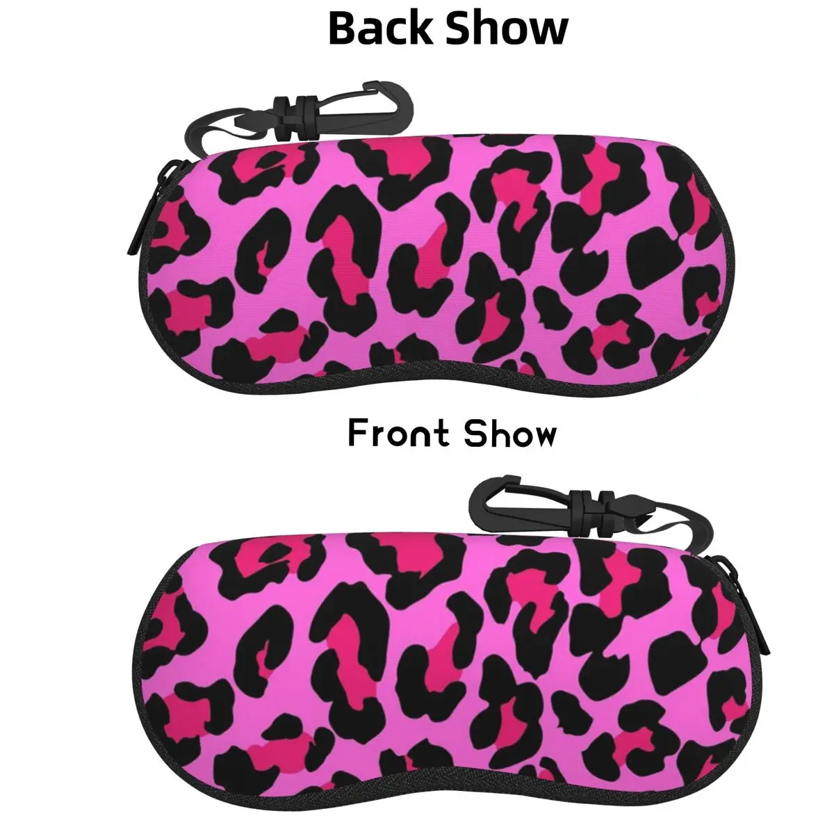 

Hot Pink Leopard Print Shell Glasses Case Protective Sunglasses Box Women Men Soft Eyeglass Bag Pouch