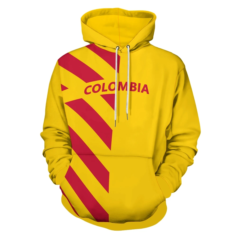 COLOMBIA Men's Hoodie Flag Football Sportswear Soccer Sweatshirt Casual Long Sleeve Pullover Fashion National Team Fan Gear