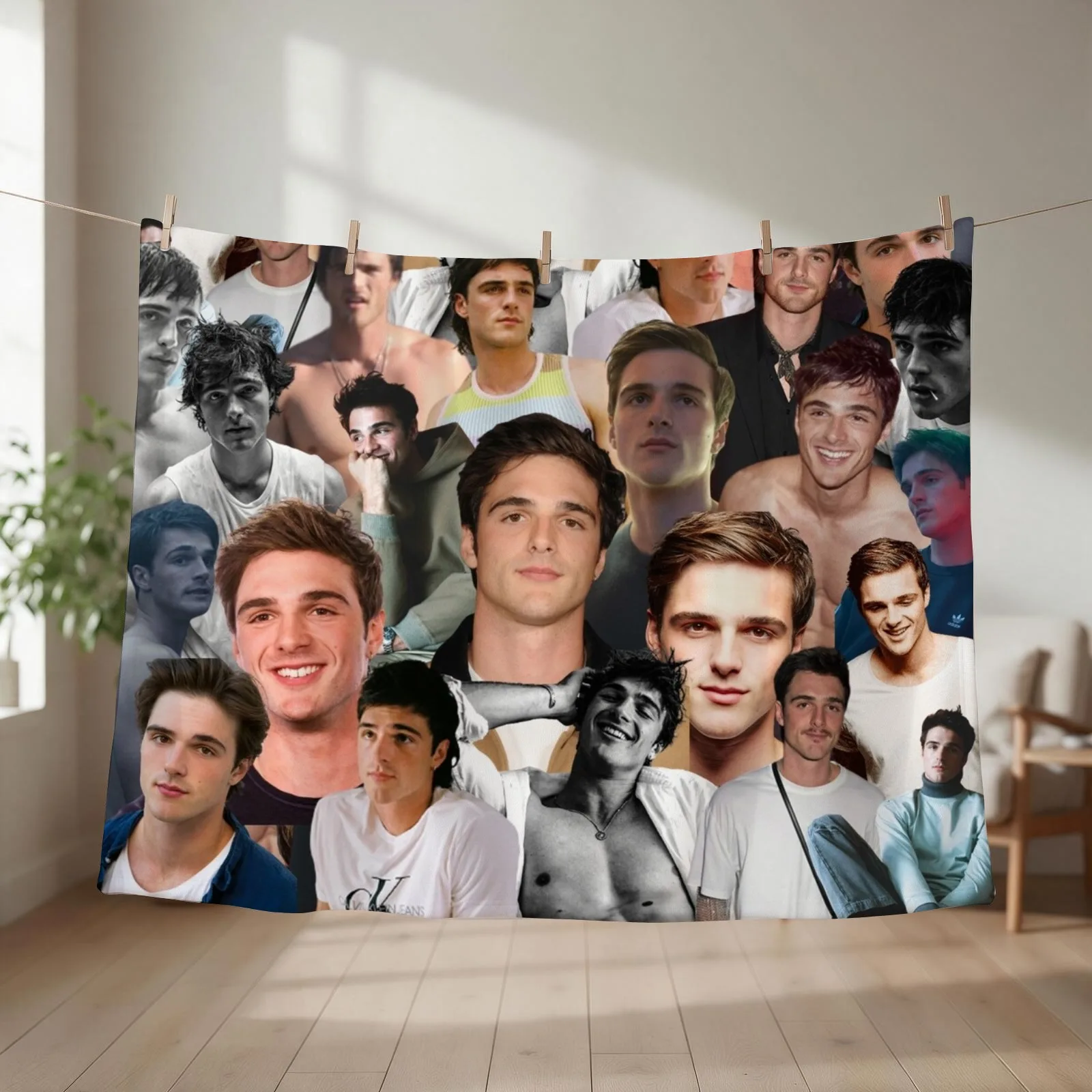Jacob Elordi photo Collage Throw Blanket christmas gifts Fashion Sofas Shaggy Furry Blankets