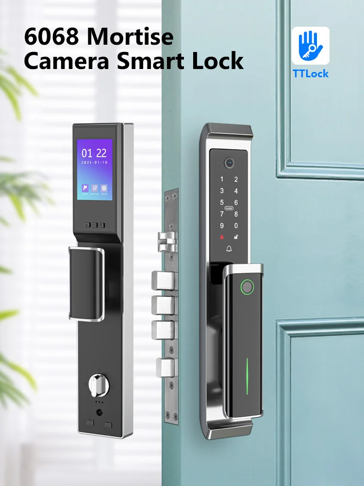 Neue Bluetooth TTlock App Sicherheit Tür Kamera Sperre Video Fingerprint Elektrische Haushalts Automatische Riegel Smart Türschloss – Detail 1