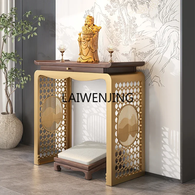 

SGF solid wood table stainless steel bar case God of Wealth new Chinese Buddha table