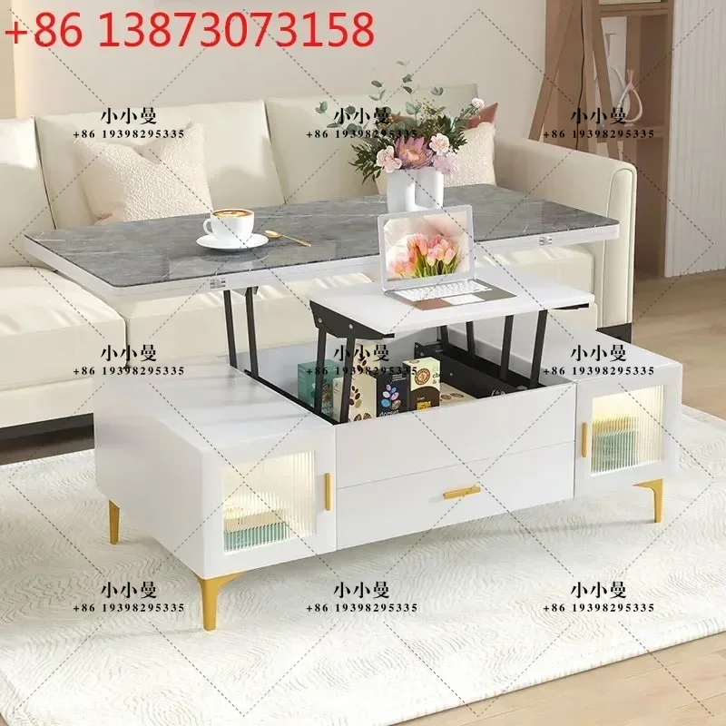 Multifunctional lifting dual-purpose cream wind small apartment living room household integrated multi-purpose table
