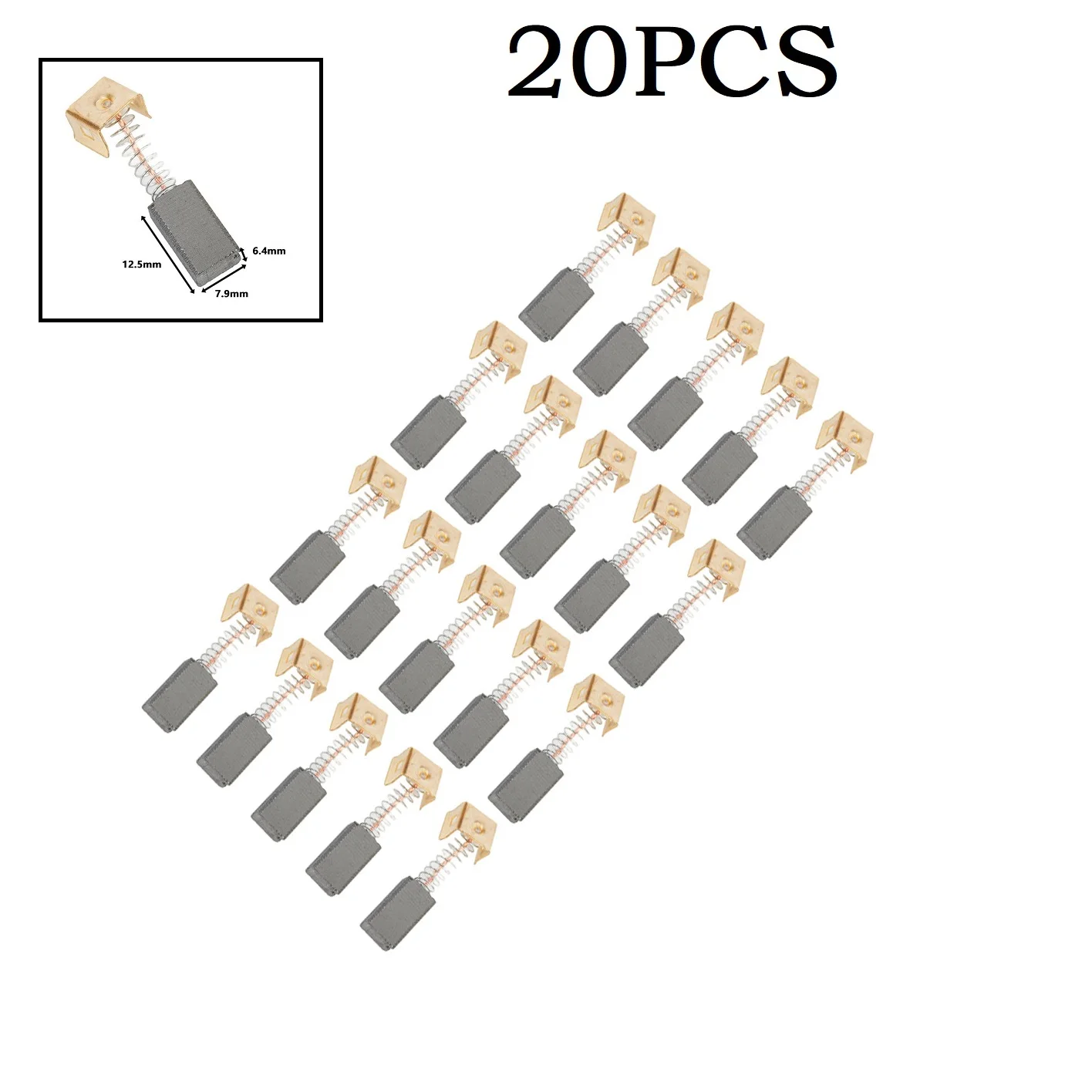

20 шт. угольные щетки 6,4x7,9x12,5 мм для электродвигателей, аксессуары для угловой шлифовальной машины с электродвигателем CD105CD110CD115KG900