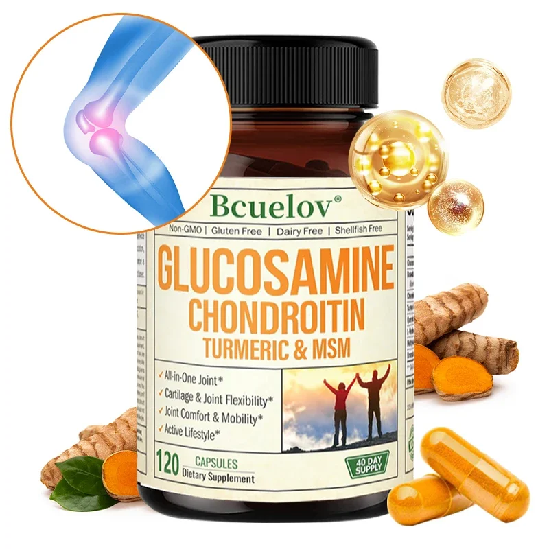 Glucosamine Chondroitin Turmeric MSM - Shellfish Free Joint Health Supplement - For Joint, Cartilage, Bone Density Health