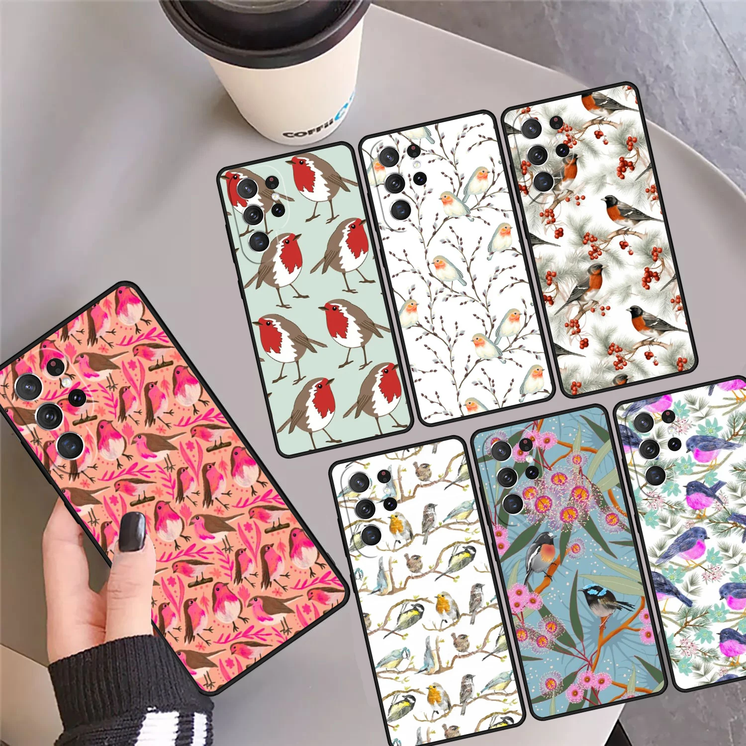 Robins Bird Phone Case Cover Coque For Samsung Galaxy S24 Ultra 23 S22 Plus S21 FE S20 S8 S9 S10 Note 10 Pro Note 20