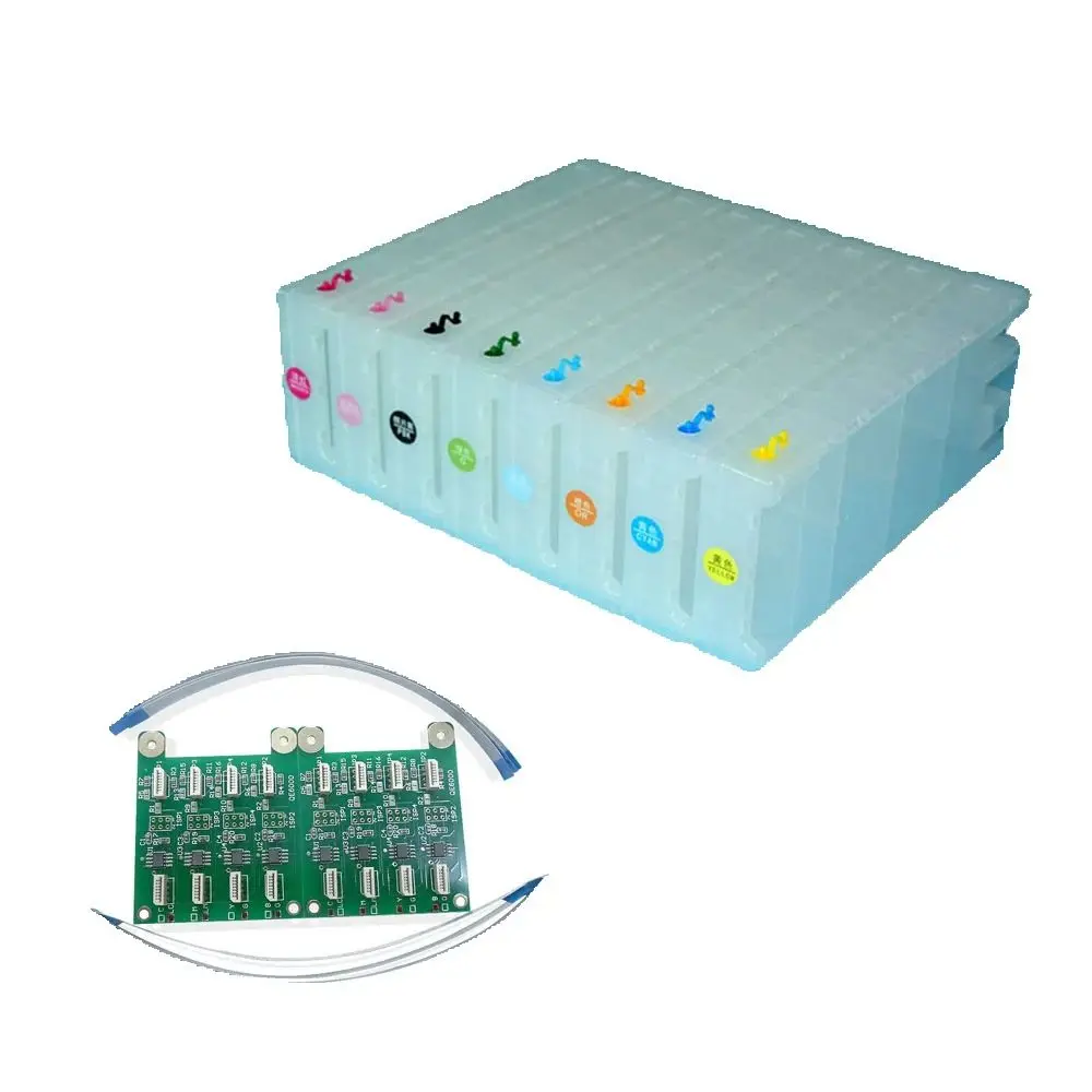 

( 8 Colors 1800ML Empty Refillable Ink Cartridge + 1 Set Chip decoder ) For Epson Stylus PRO GS6000 Eco-Solvent Printer