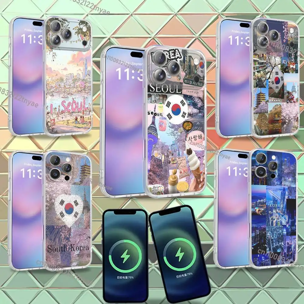 

South Korea SEOUL Travel For iPhone 17,12,11,14,13,15,16,Plus,Air,Pro,Max,E,Mini for Magsafe Magnetic Frosted Phone Case