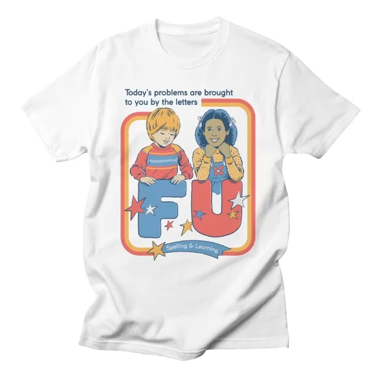 

sherkClassic Simple Cartoon Animation American Illustration, Simple Vintage High Street Vintage Loose Summer Short-sleeved