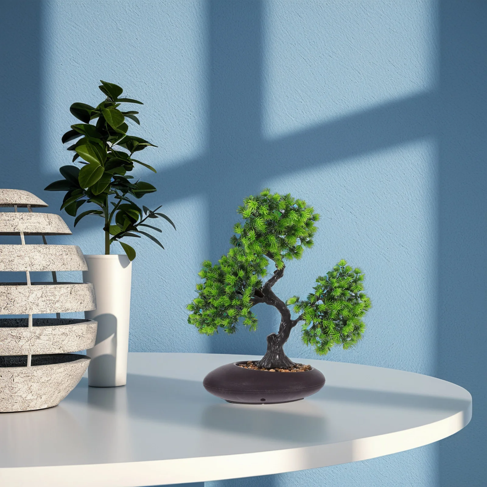 

Artificial Bonsai Tree Realistic Pine Simulation Desktop Decoration Indoor Home Office Faux Plastic Plant Ornament Green Mini