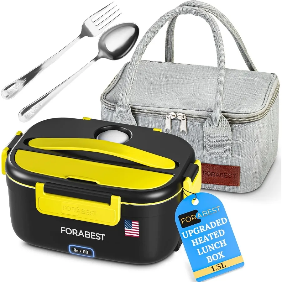 صندوق غداء ساخن 80 واط صندوق غداء كهربي للبالغين المحمولة جهاز تسخين الطعام مع 1.5L حاوية من الفولاذ المقاوم للصدأ أواني حقيبة حمل #1