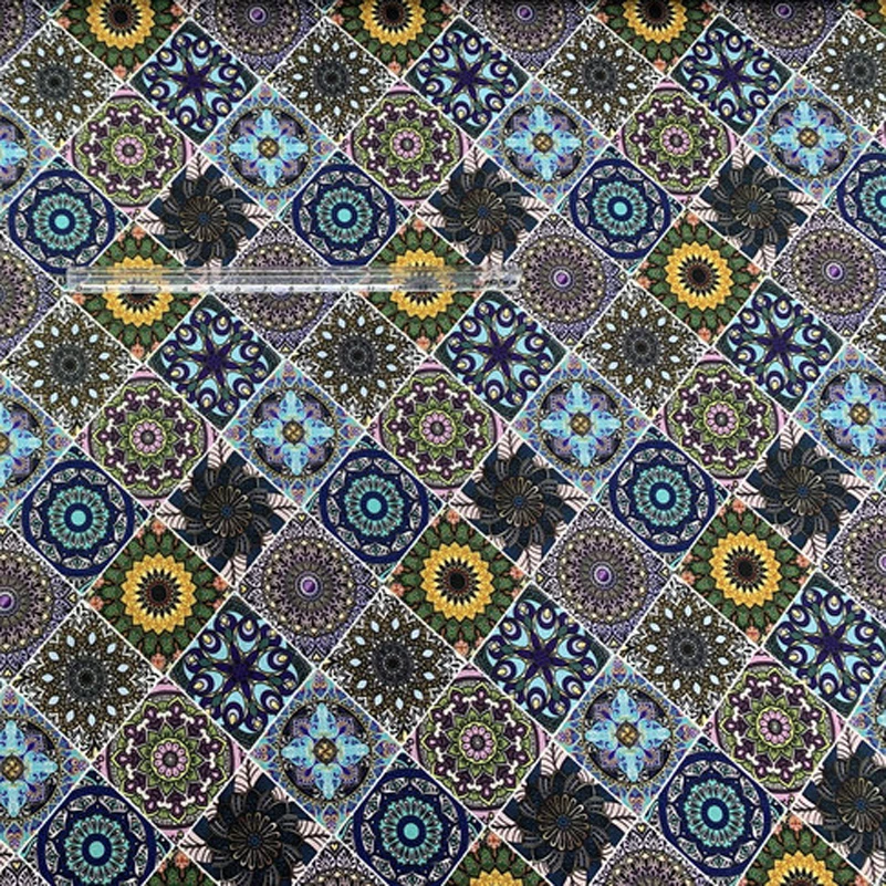 Czeski Mandala nadruk w geometryczne wzory tkanina w stylu Vintage etniczna tkanina bawełniana pikowana Patchwork o pół metra