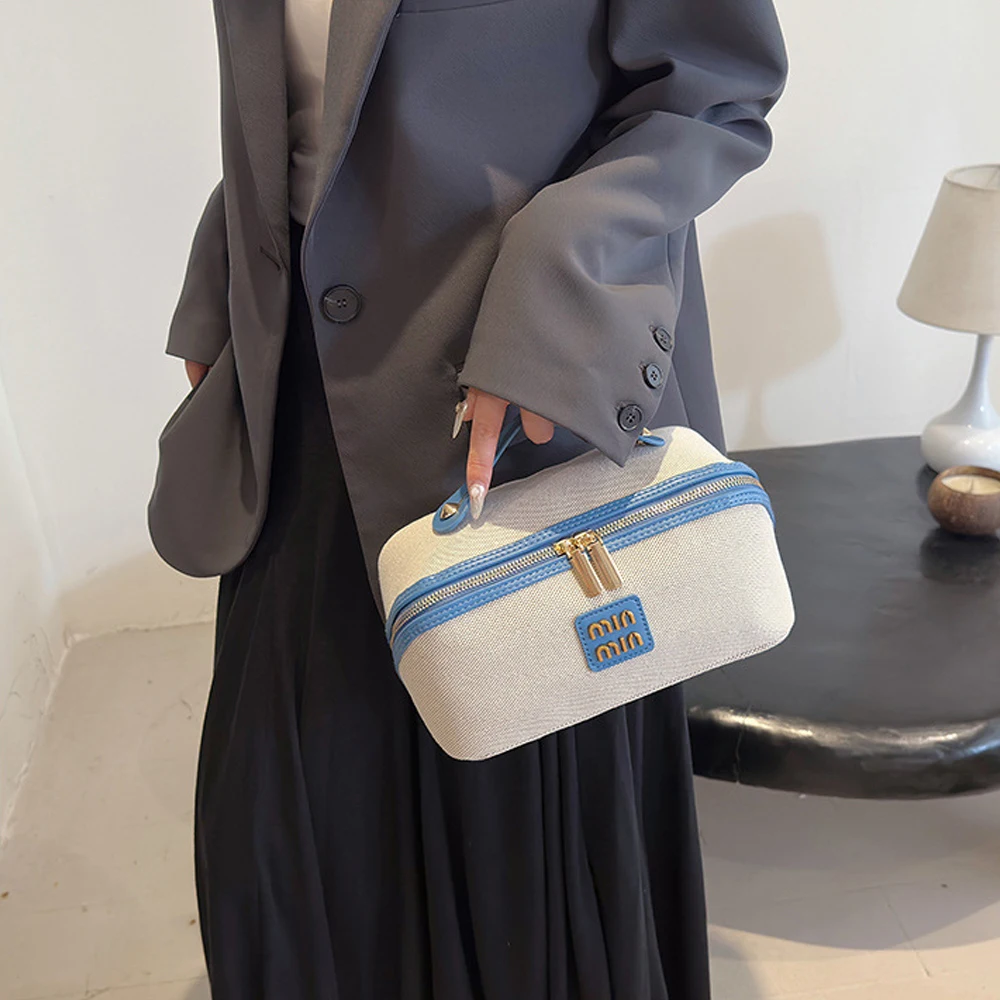 Travel PU Leather Makeup Bag,Large Capacity Cosmetic Bags for Women,Waterproof Portable Pouch Open Flat Toiletry Bag Makeup Bag