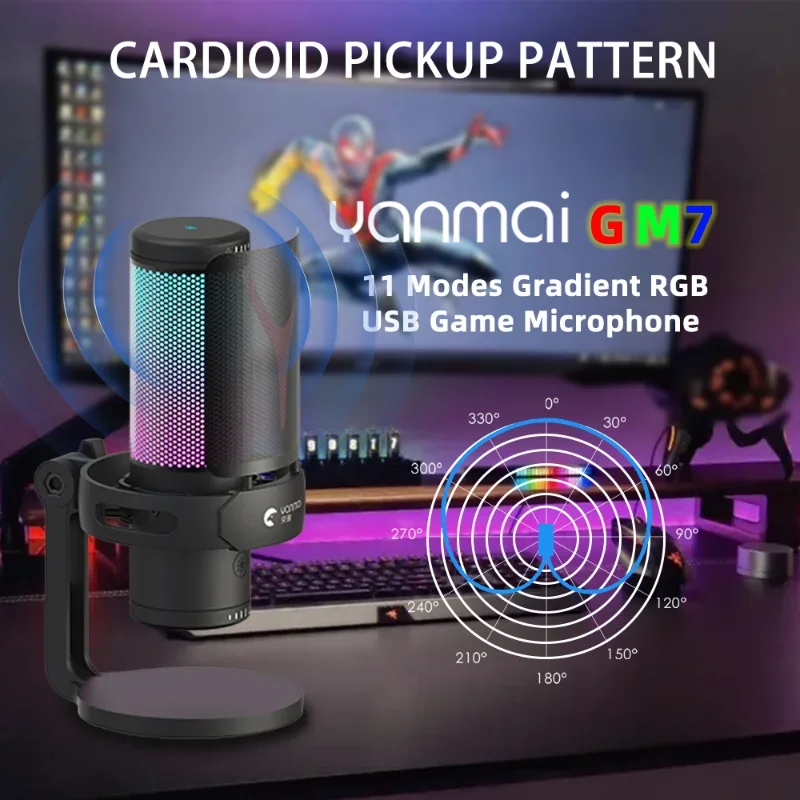 

Игровой RGB настольный ПК, управляемый полярный узор, циферблаты, бесшумный сенсорный микрофон Ampligame PLUS 2025, микрофон для записи подкастов, горячая распродажа