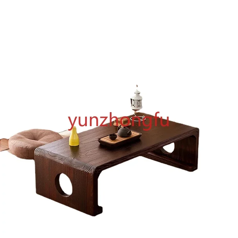 Japanese Vintage Indoor wood Furniture Asian Style Coffee Tea Living Room Low Table Rectangle 60*40cm Tatami Floor  HW08