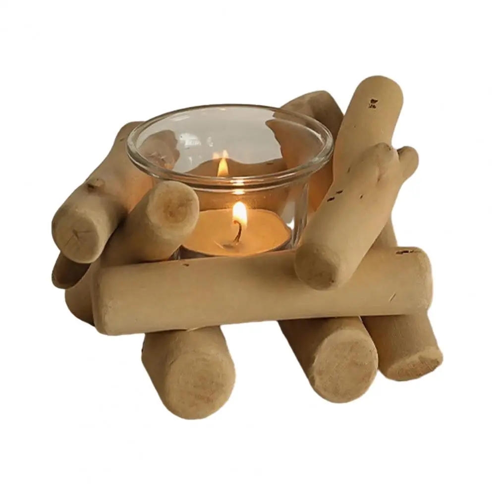 Corner Candle Holder Natural Wood Candle Holder Rustic Driftwood Candle Holder Handcrafted Wooden Glass Tealight for Room
