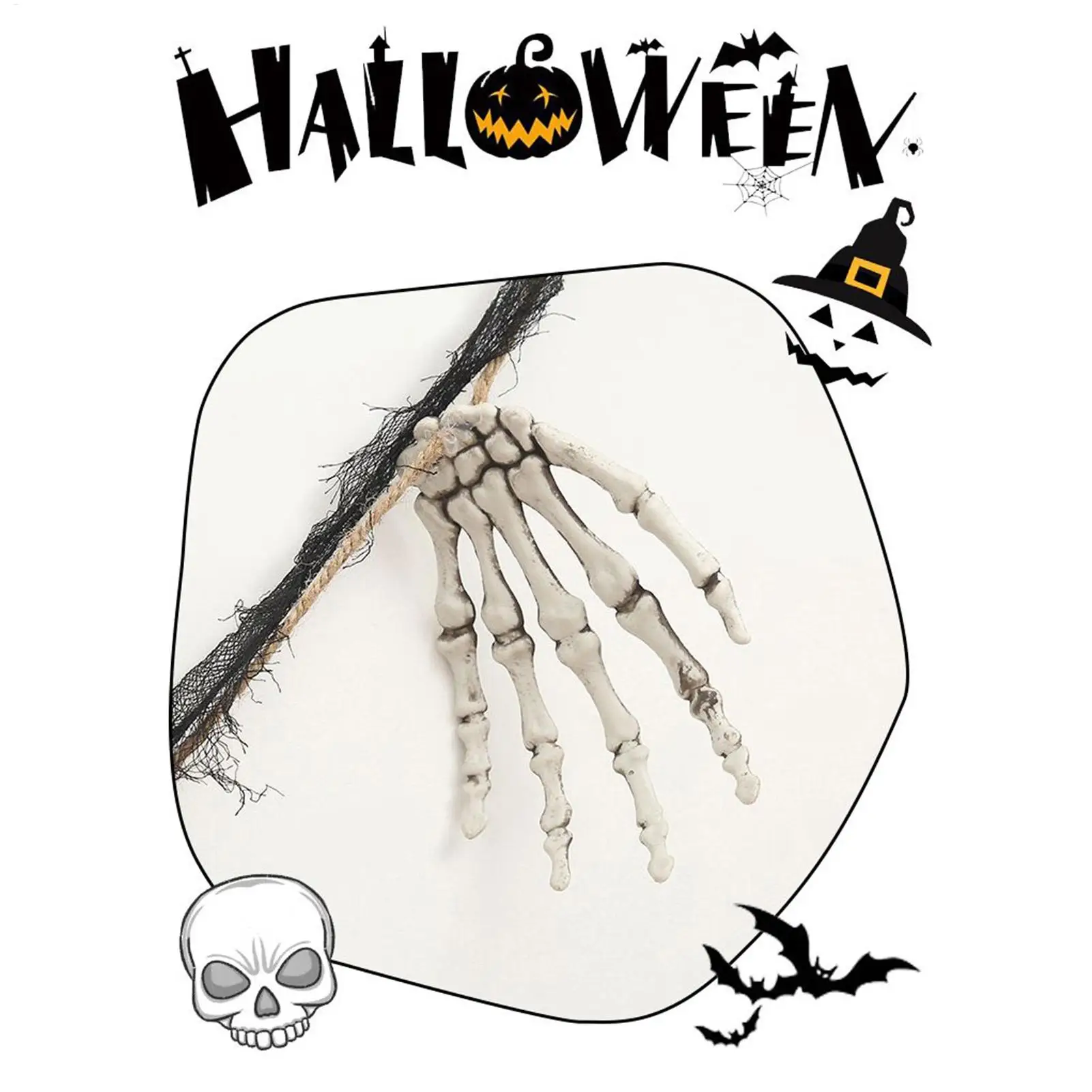 Halloween Banner Indoor Halloween Banner Resin Skeleton 6.5Ft Scary Scene Props Indoor Ceiling Ornament For Door Backyard