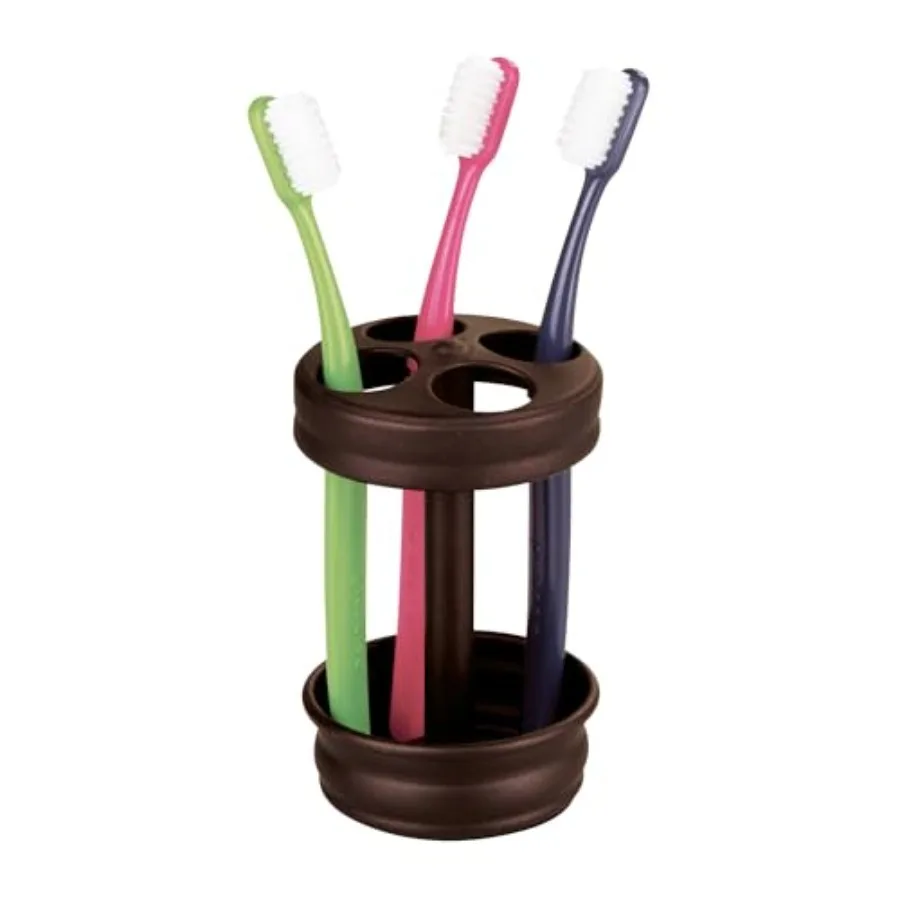 

Metal Toothbrush Holder - Bathroom Cup for Bathroom Organization, The Olivia Collection - 3.25" x 3.25" x 5