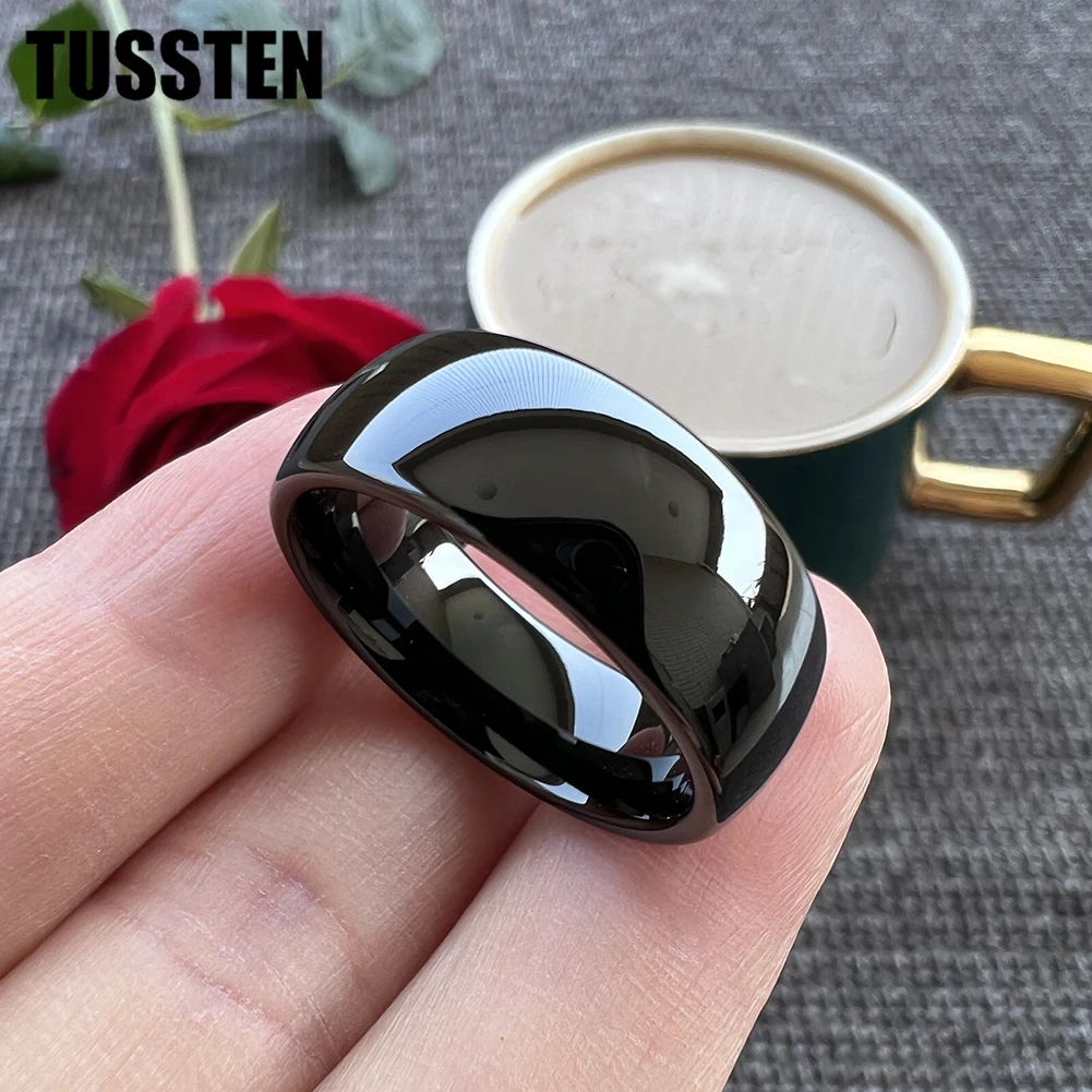 TUSSTEN 6/8MM Tungsten Carbide Ring Men Women Wedding Band Domed Polished Finish Comfortable Fit