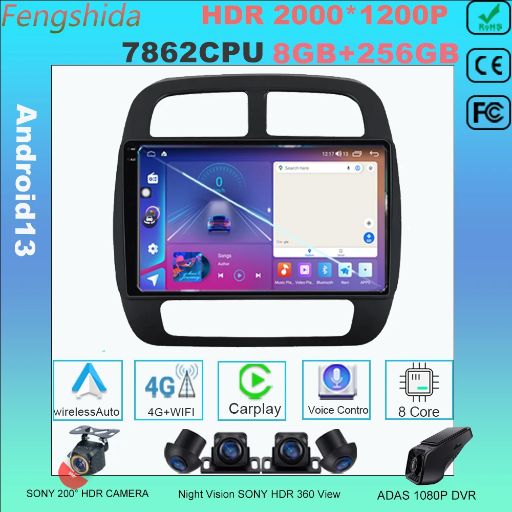 

For Renault Kwid 2015 - 2019 Android 13 autoradio lettore Video multimediale navigazione stereo GPS Android13 7862CPU No 2din BT