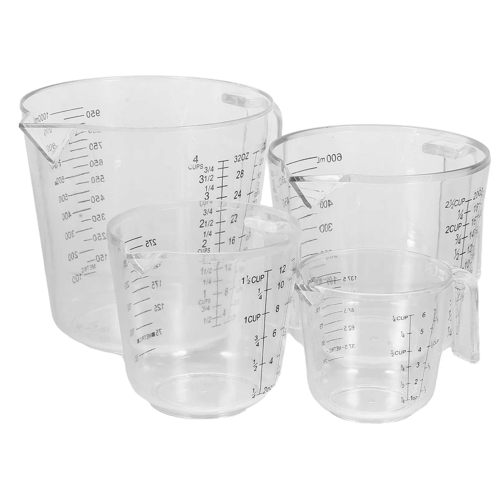 

4 Pcs Kitchen Transparent Measuring Cup with Scale Baking Milk Graduated Coffee