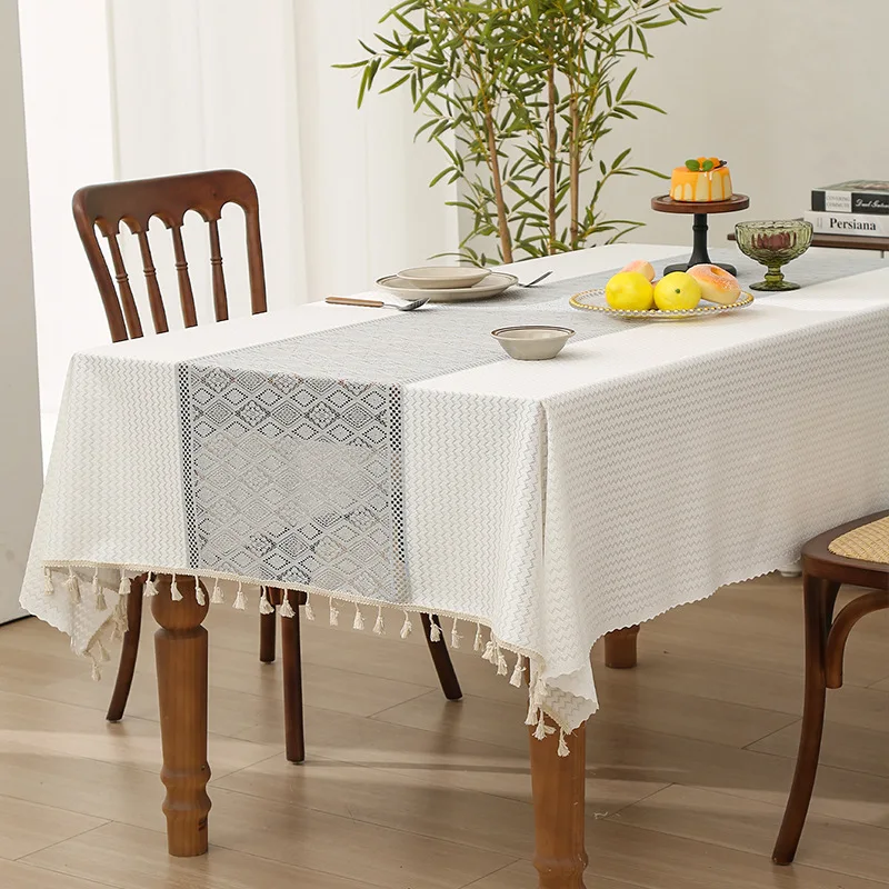 Thickened French Geometric Jacquard Tablecloth Dessert Table Decoration Table Cloth Home Dustproof Hotel Coffee Table Cover