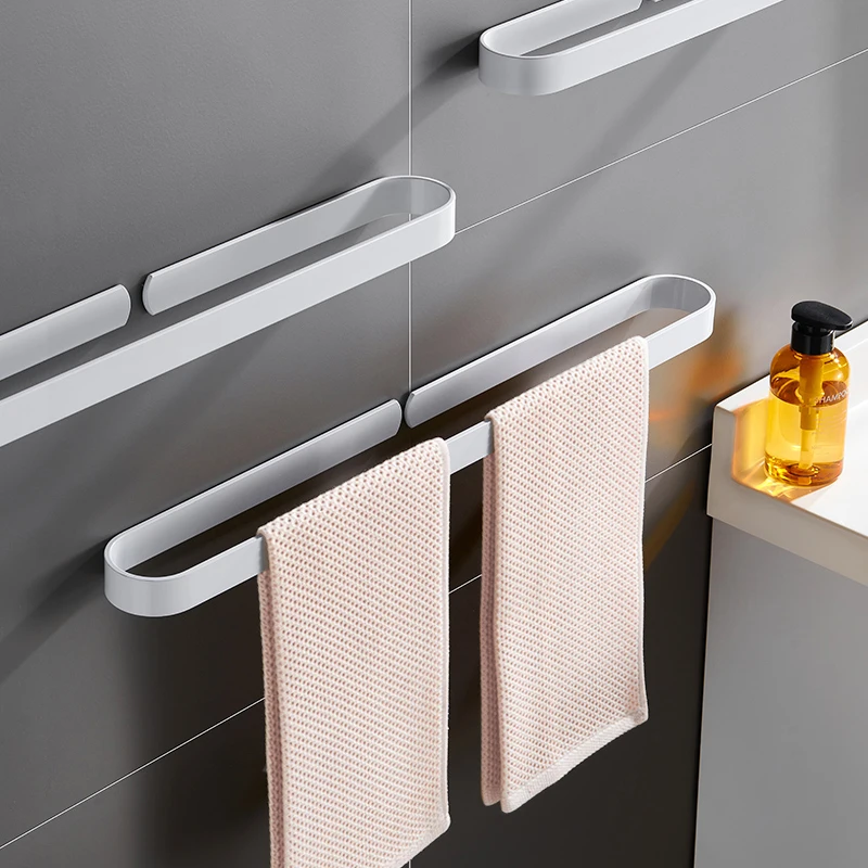 Towel Rack Punch-free Bathroom Wall-mounted Toilet Space Aluminum Single Pole Towel Ring Storage Rack Bathroom Storage Rack