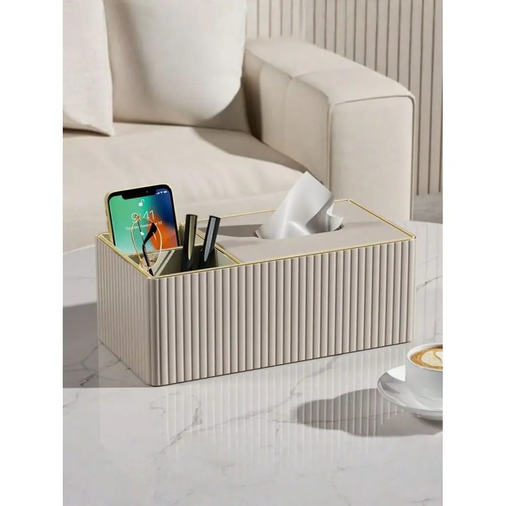 

Leather Rectangular Tissue Box Cover, MultiFunctional Organizer With Tissue Holder, Hidden Storage Compartment Remote Control P