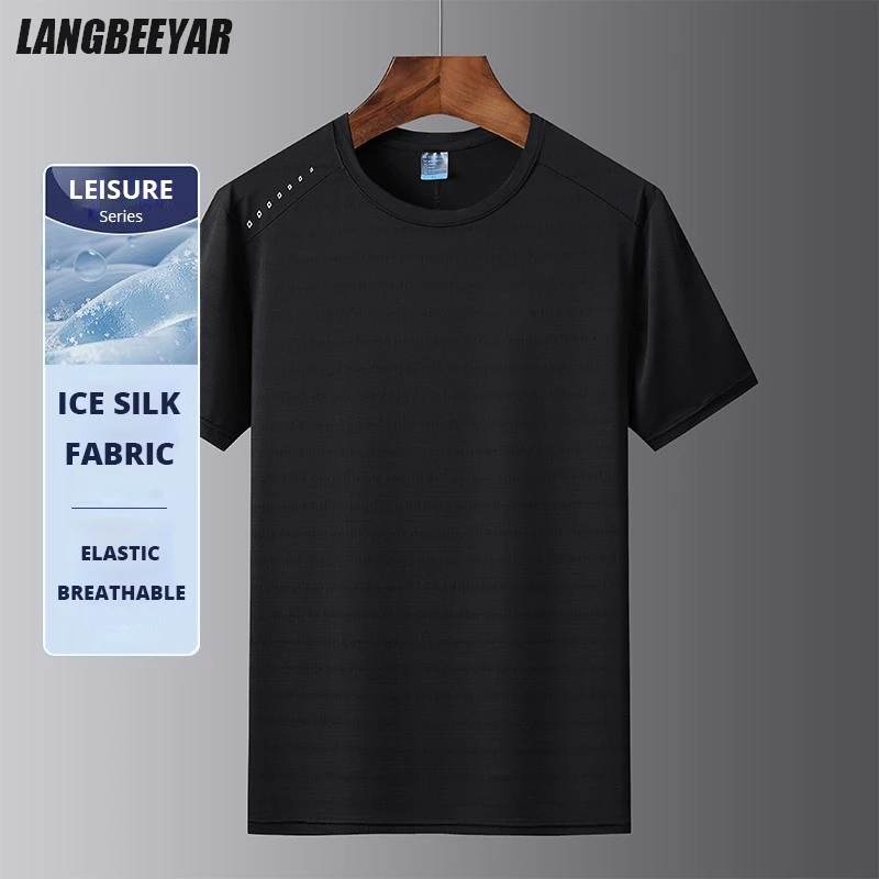 

Top Grade Ice Silk Quick Dry New Summer Brand Tops Sport Mens t Shirts Fashion Short Sleeve Casual Classic Mens Clothing 2025