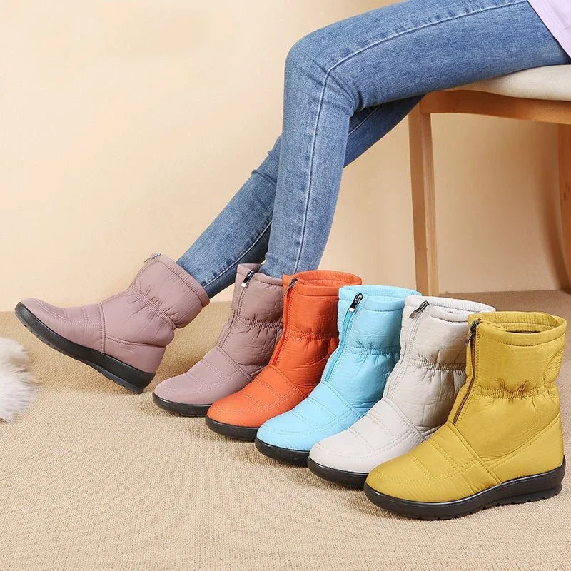 Colorful New Fashion Winter Shoes Women Snow Boots Flat Non-slip Waterproof Women Ankle Boots Warm Plush Big Size 41 DX222